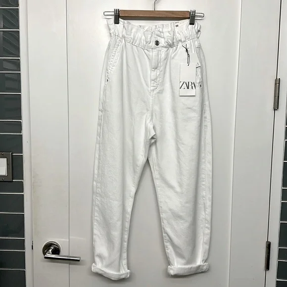 Zara White Paperbag Jeans Zara Jeans Zara White Paper Bag Denim